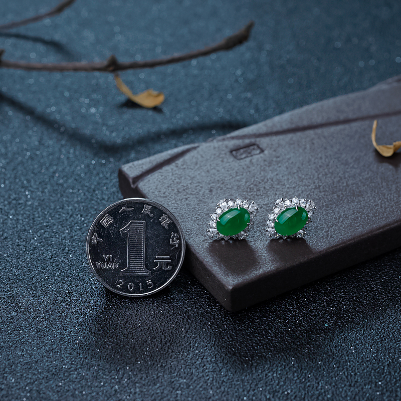 缅甸翡翠耳钉-红掌柜