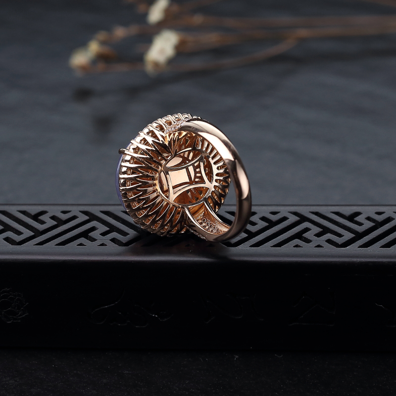 18K金镶钻天然紫罗兰翡翠戒指-红掌柜