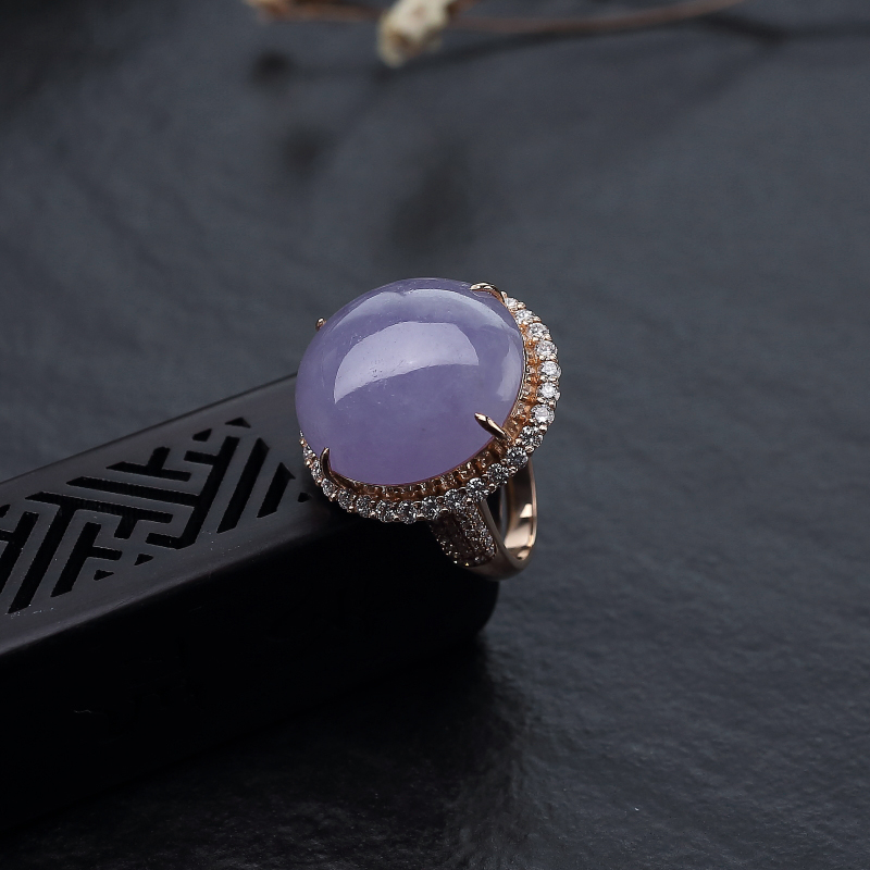 糯种紫罗兰翡翠戒指-红掌柜