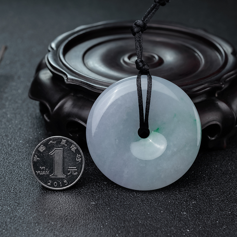 缅甸天然翡翠平安扣吊坠-红掌柜