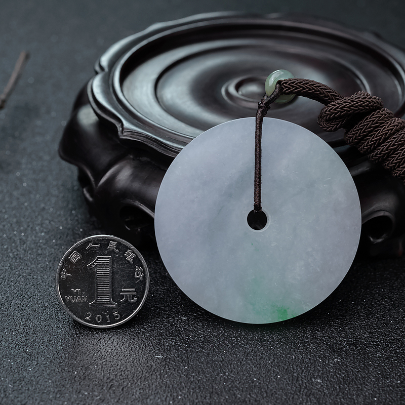 糯种飘翠翡翠平安扣挂坠-红掌柜