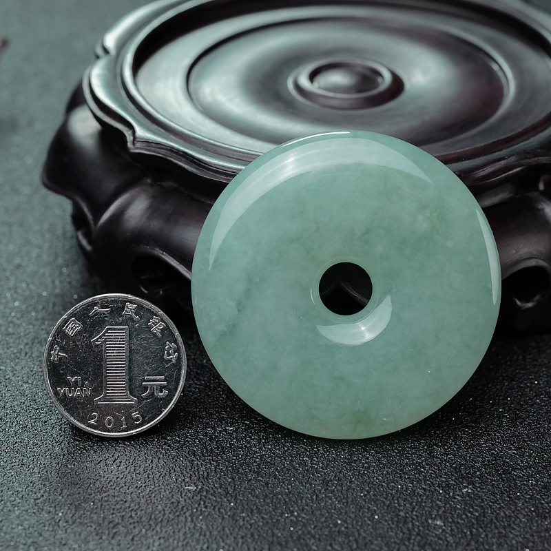 缅甸天然翡翠平安扣吊坠-红掌柜