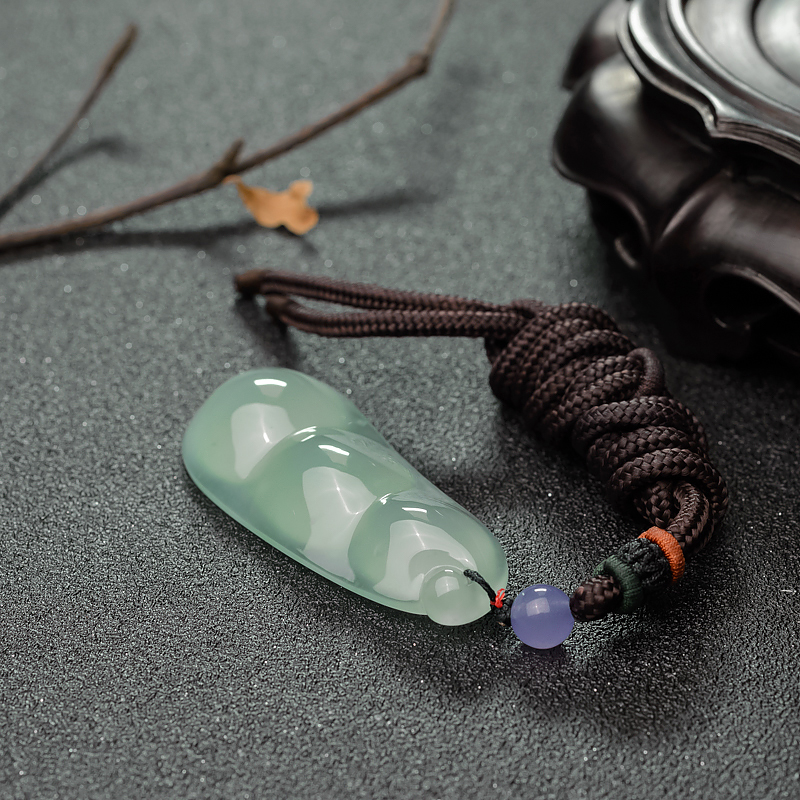 缅甸翡翠福豆吊坠-红掌柜