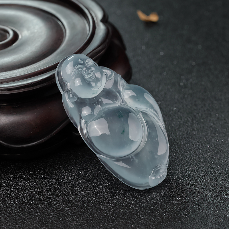 冰种翡翠弥勒佛吊坠-红掌柜