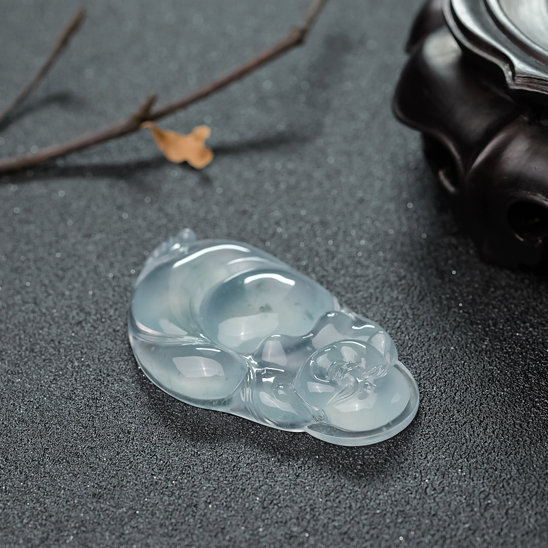 冰种飘花翡翠弥勒佛-红掌柜