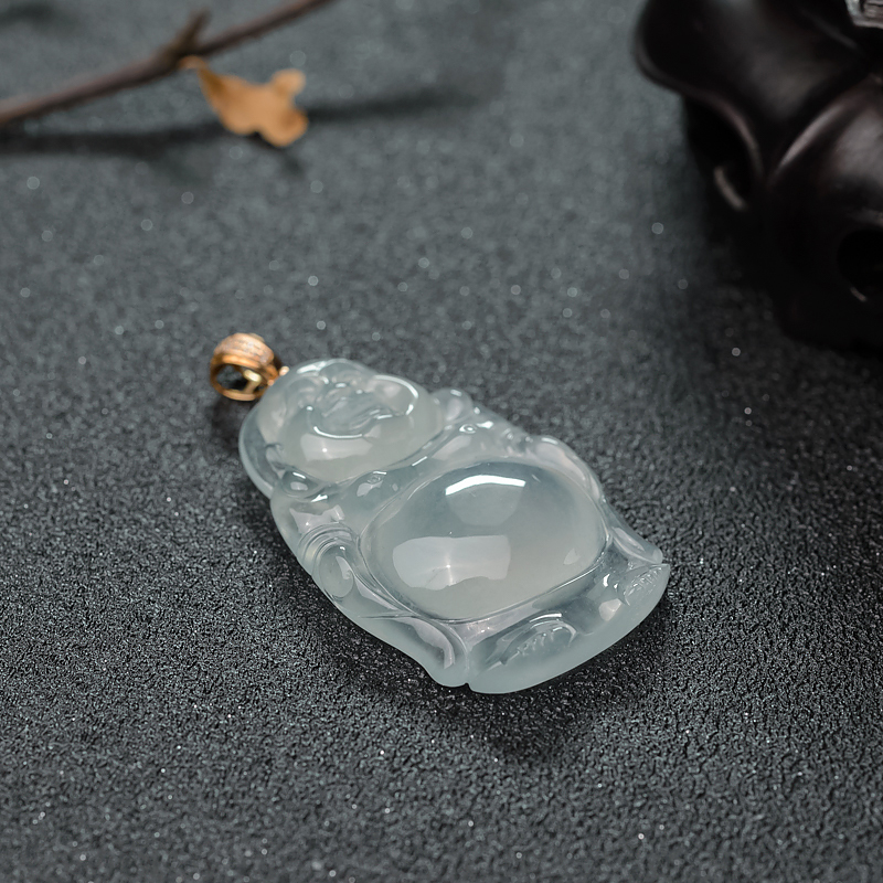 冰种浅绿翡翠吊坠-红掌柜