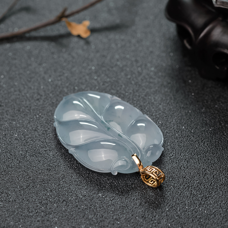 冰种飘花翡翠叶子-红掌柜