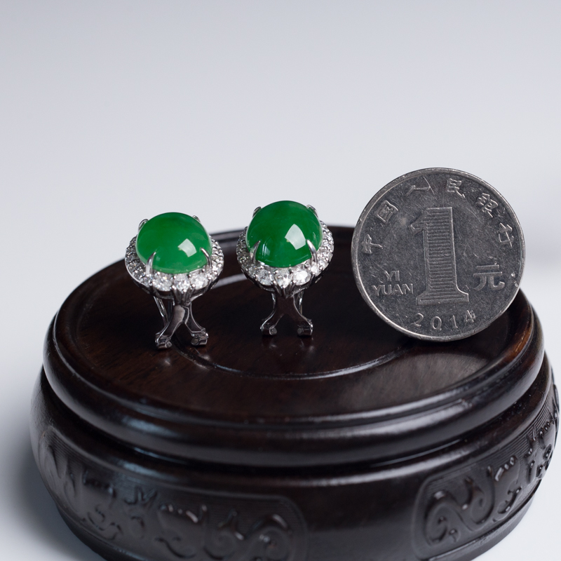 翡翠耳钉-红掌柜