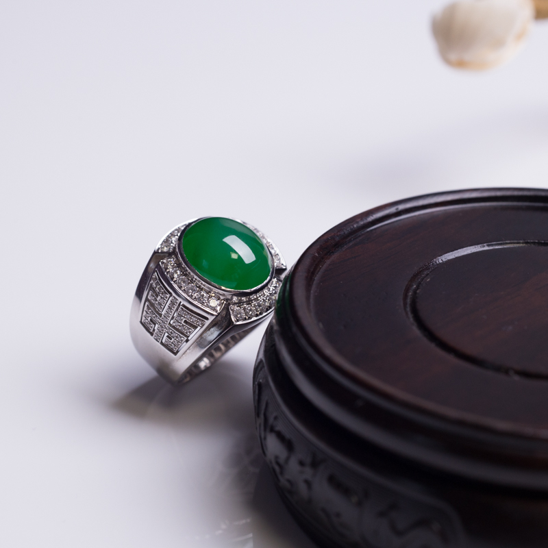 翠色翡翠戒指-红掌柜