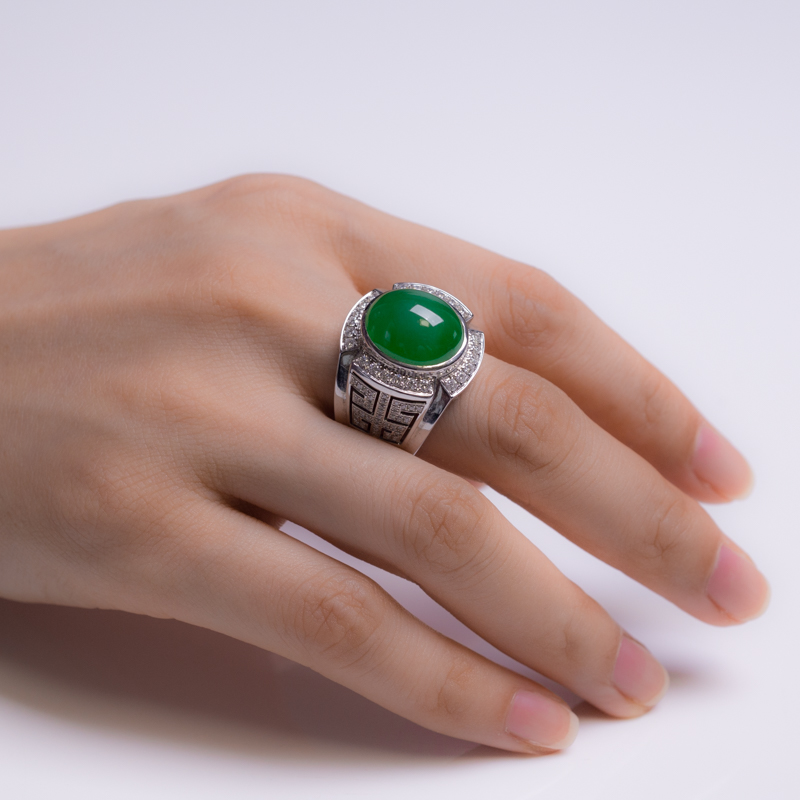 糯冰种翡翠戒指-红掌柜