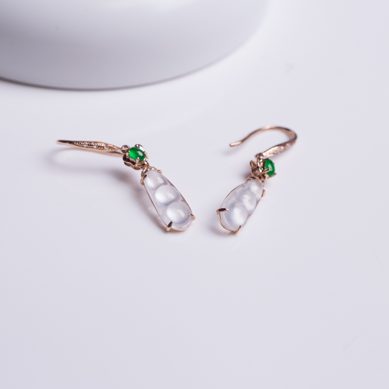 翡翠福豆耳坠-红掌柜