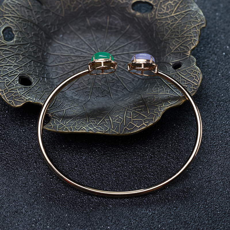 18K金镶钻翡翠手镯-红掌柜