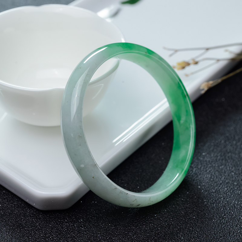 糯种飘翠翡翠平安镯-红掌柜