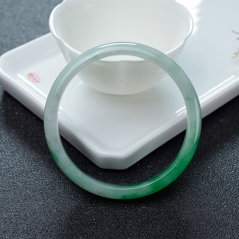 58mm糯种翡翠平安镯-红掌柜