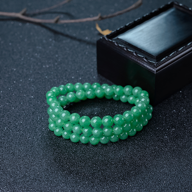 缅甸天然苹果绿翡翠项链-红掌柜