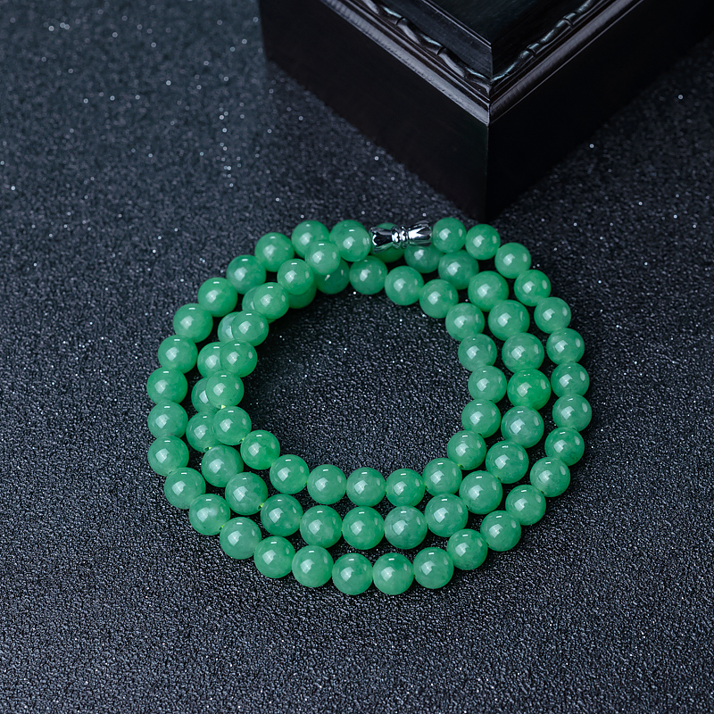 缅甸天然糯种翡翠项链-红掌柜