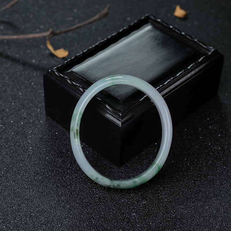 缅甸天然飘花翡翠贵妃镯-红掌柜