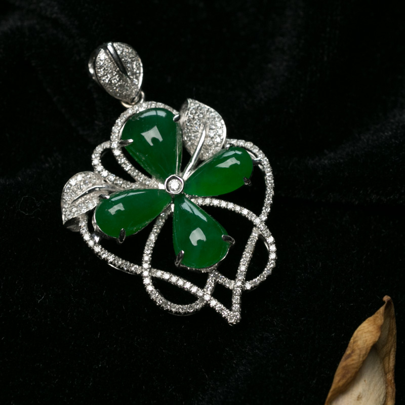 冰种翠色翡翠套装-红掌柜