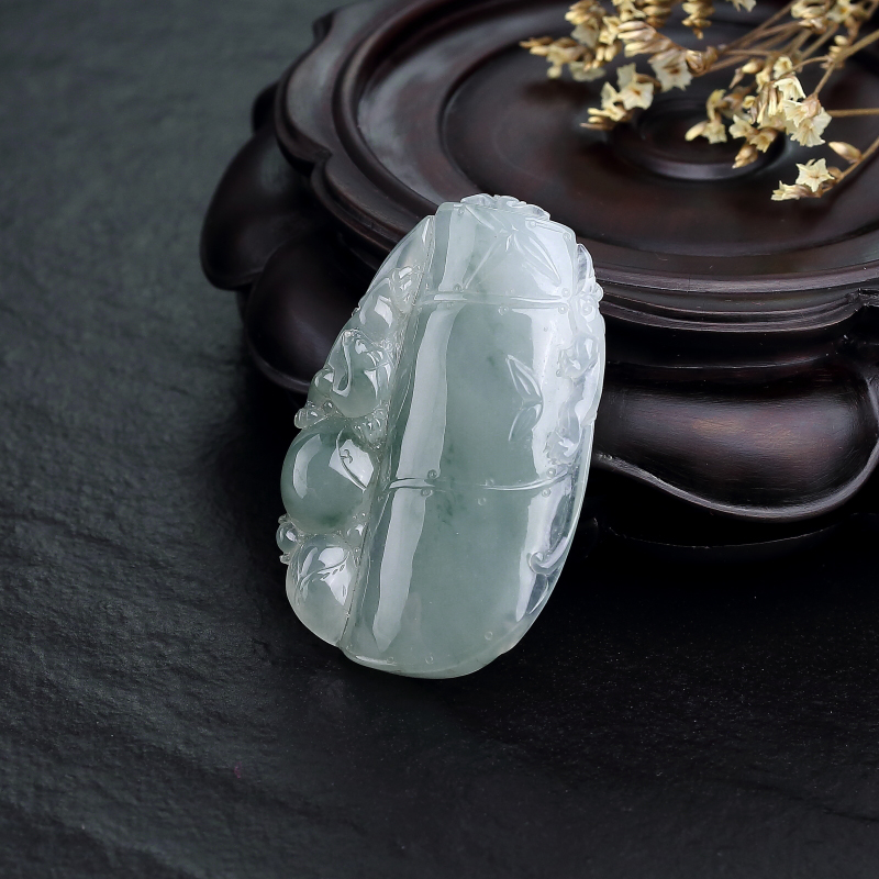 糯冰种翡翠竹节吊坠-红掌柜