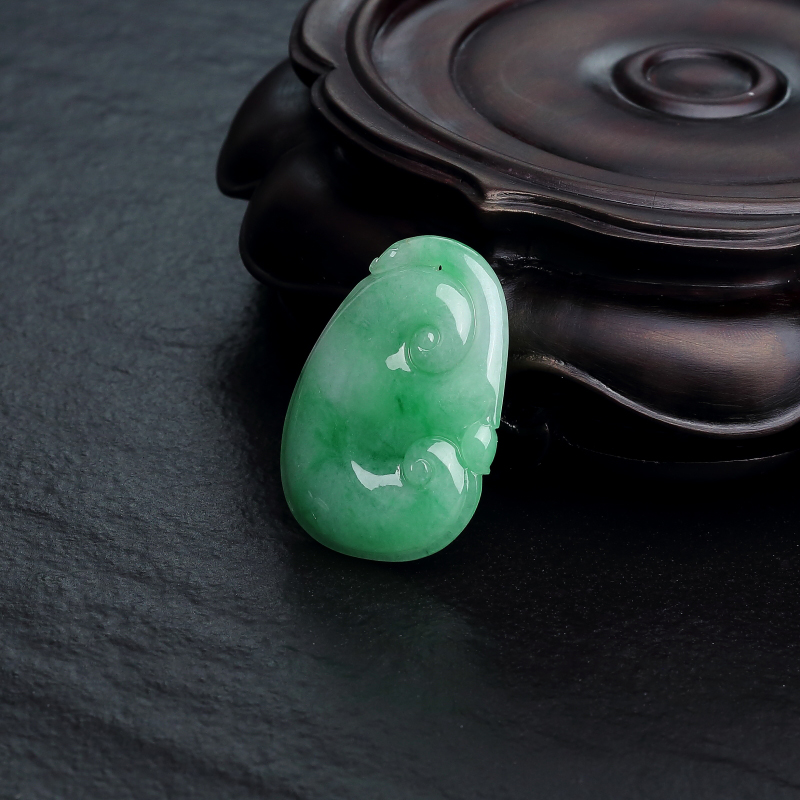 糯种翡翠如意吊坠-红掌柜