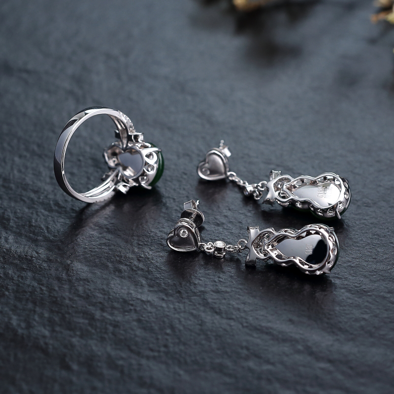 深绿翡翠葫芦耳坠-红掌柜