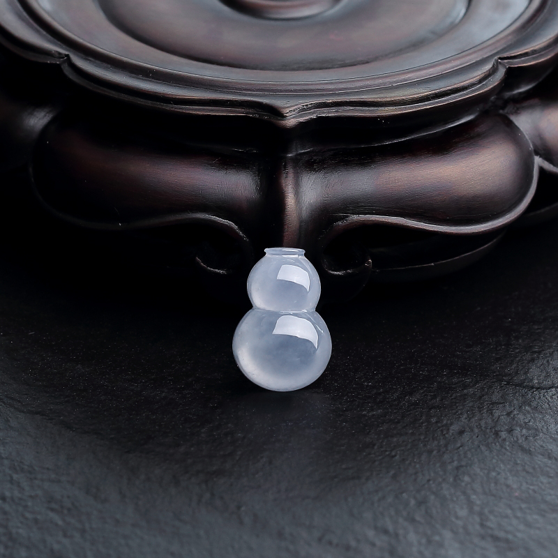 糯冰种翡翠葫芦戒面-红掌柜