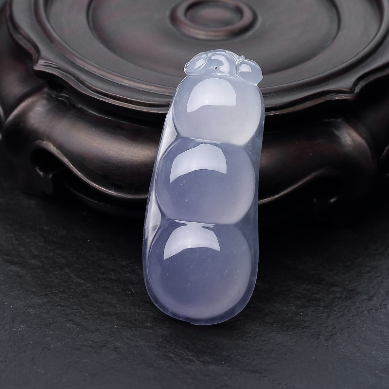 缅甸天然糯冰种紫罗兰翡翠福豆吊坠-红掌柜