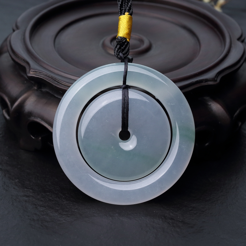 缅甸天然飘翠翡翠子母扣吊坠-红掌柜