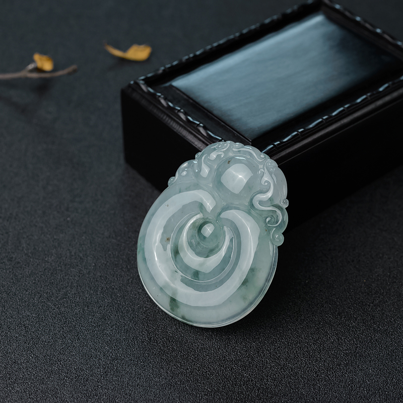 天然糯种飘花翡翠福贝吊坠-红掌柜