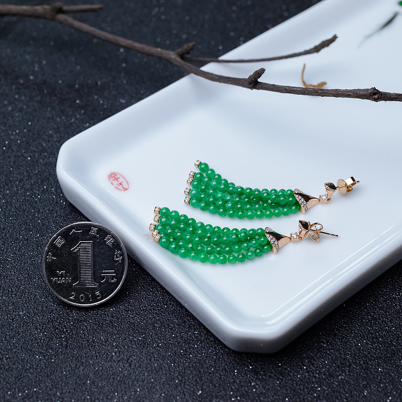 天然翡翠耳坠-红掌柜