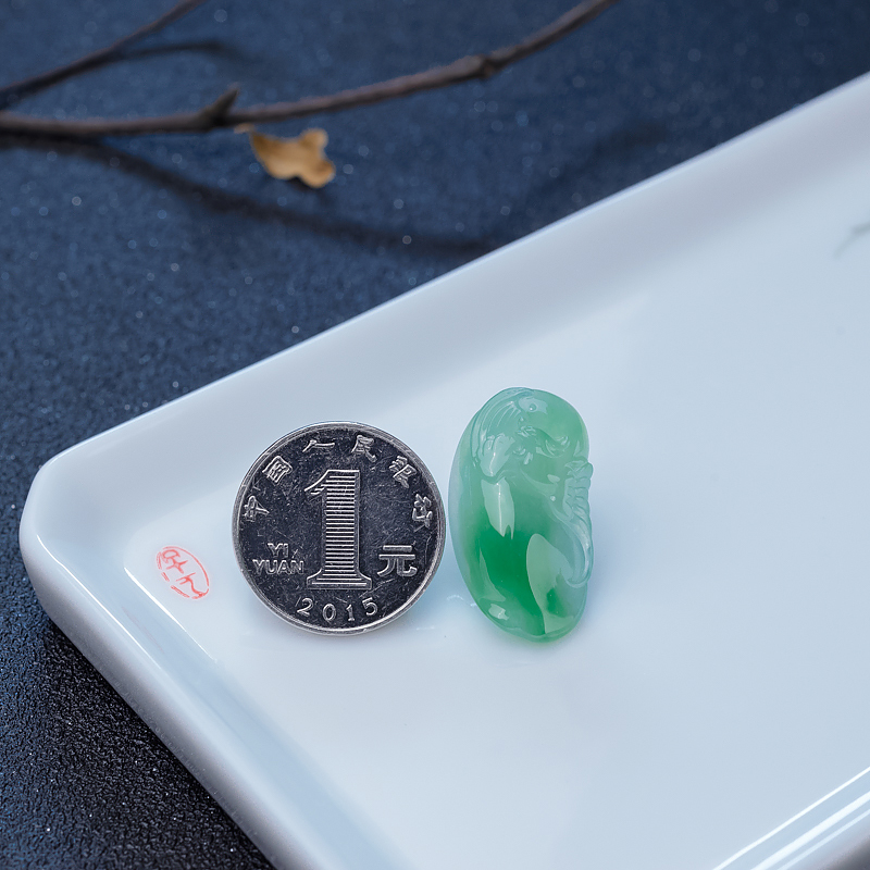 缅甸天然翡翠古凤吊坠-红掌柜