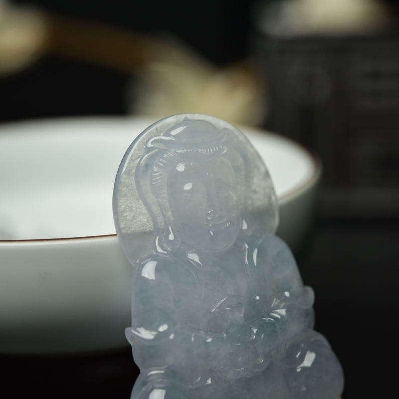 糯冰种翡翠吊坠-红掌柜