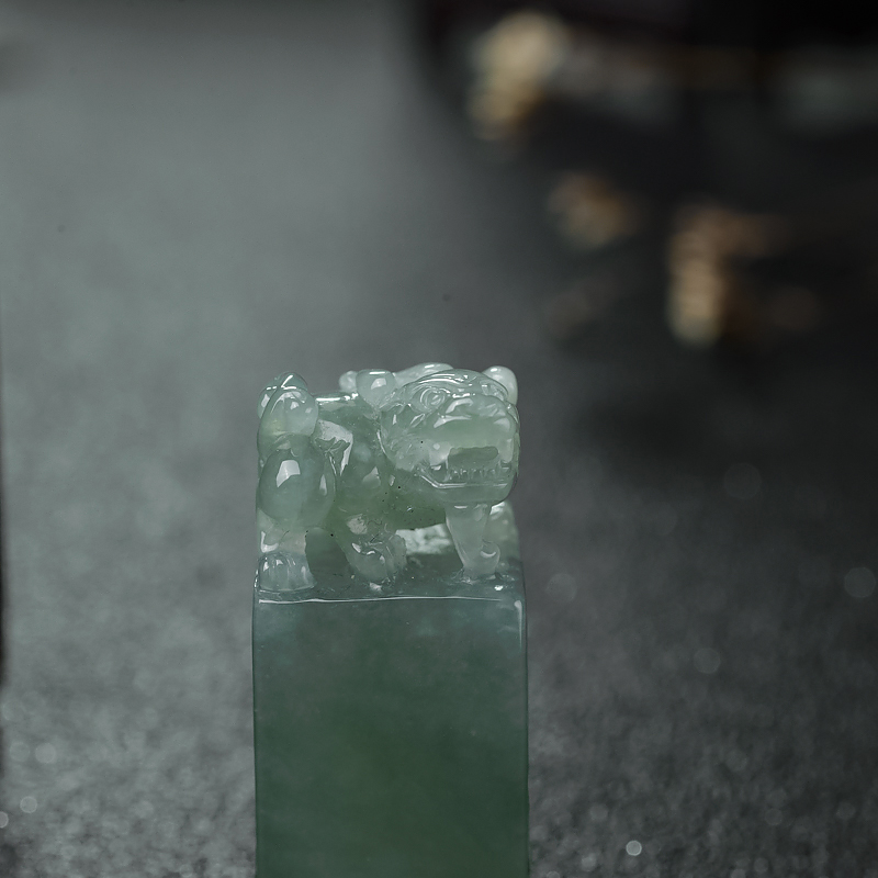 糯种翡翠印章-红掌柜