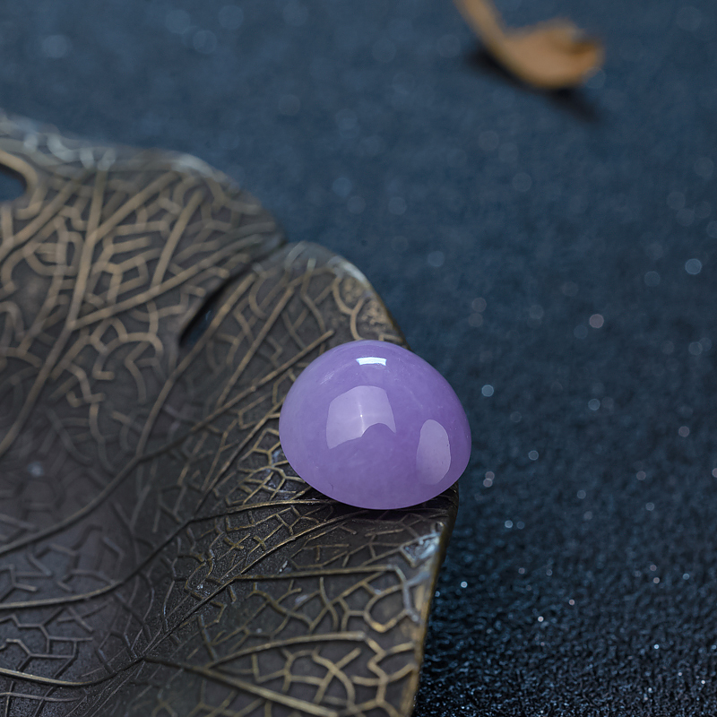 天然糯种紫罗兰翡翠戒面-红掌柜