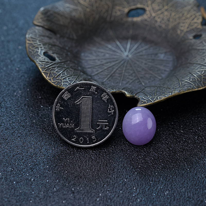 缅甸糯种紫罗兰翡翠戒面-红掌柜