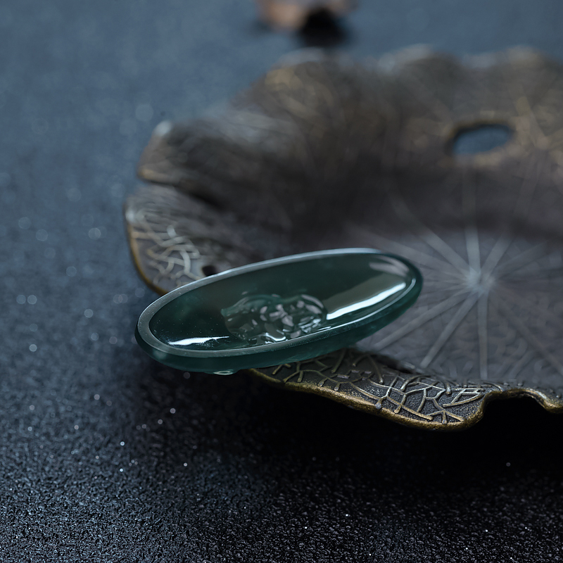 缅甸翡翠观音戒面-红掌柜