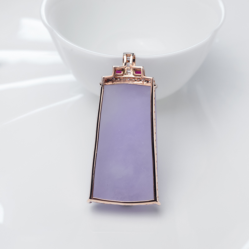 缅甸天然紫罗兰翡翠无事牌吊坠-红掌柜