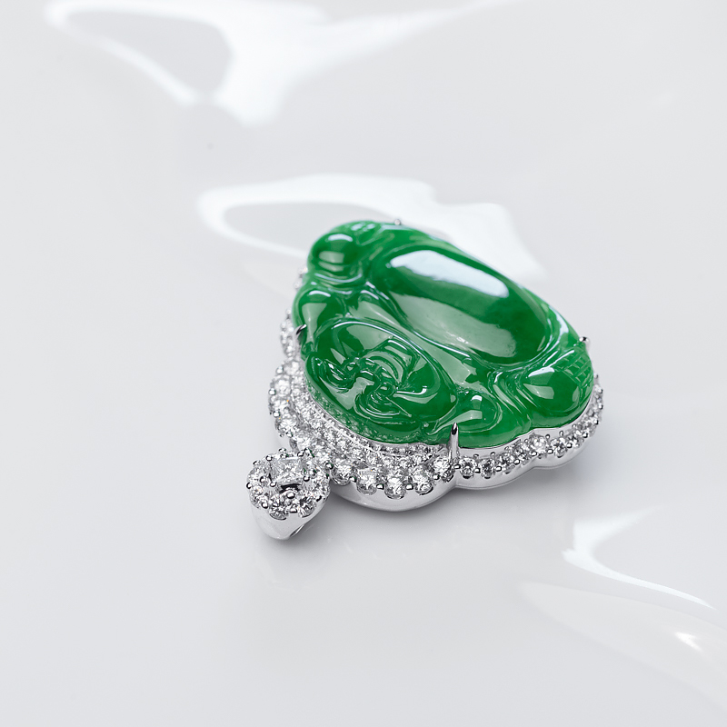 缅甸天然糯种翡翠佛吊坠-红掌柜