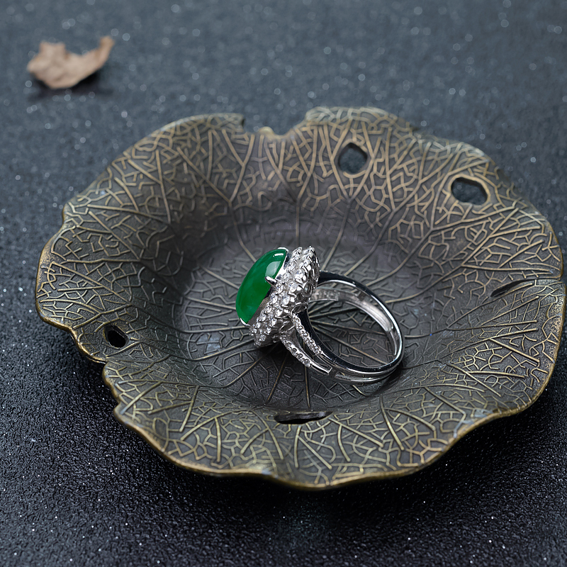 糯冰种翡翠戒指-红掌柜