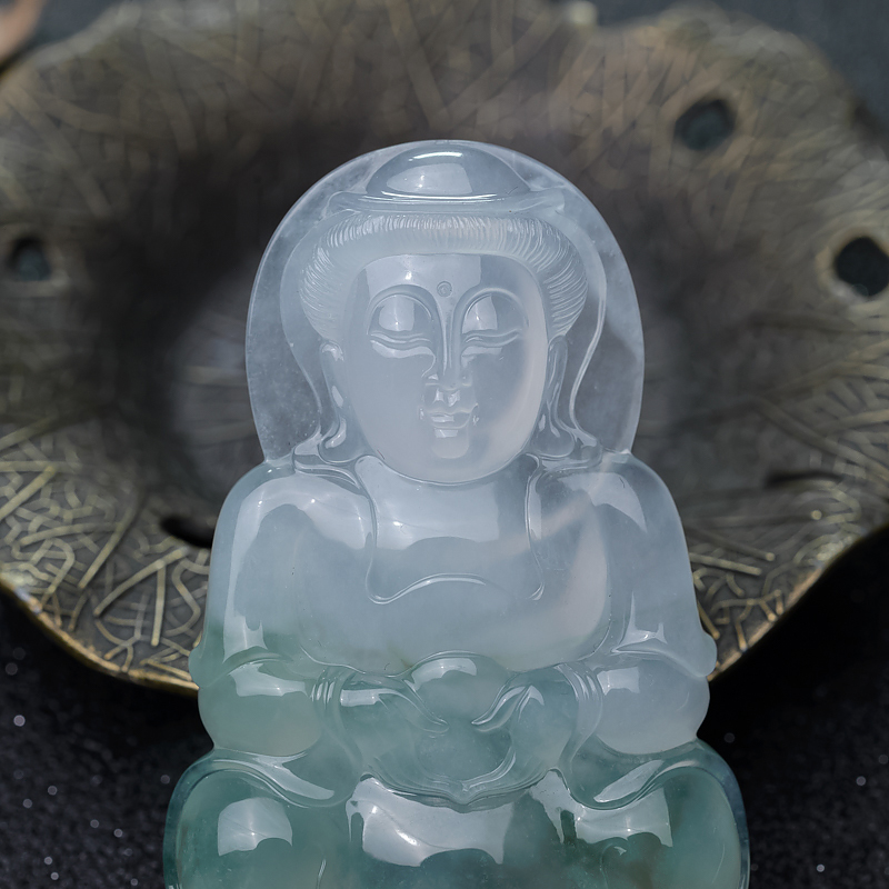 糯冰种飘翠翡翠吊坠-红掌柜