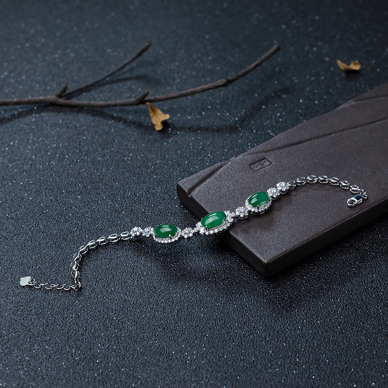 糯种翠色翡翠手链-红掌柜