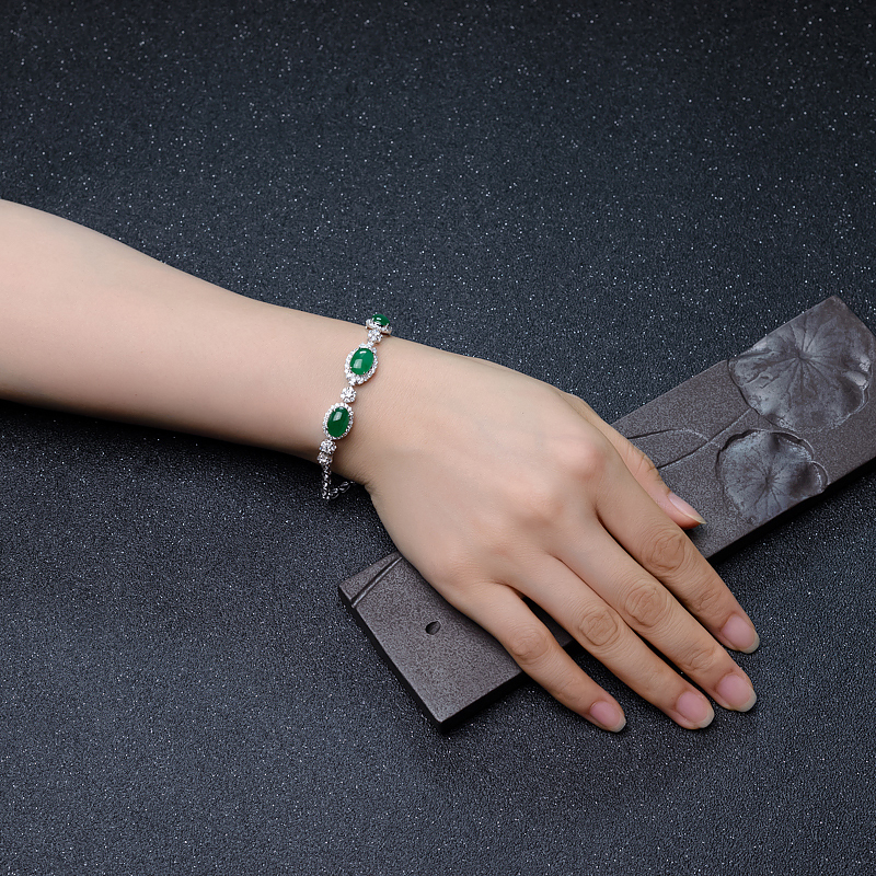 翠色翡翠手链-红掌柜