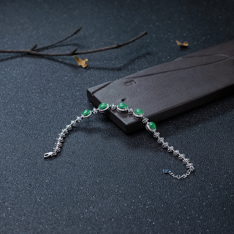 糯种阳绿翡翠手链-红掌柜