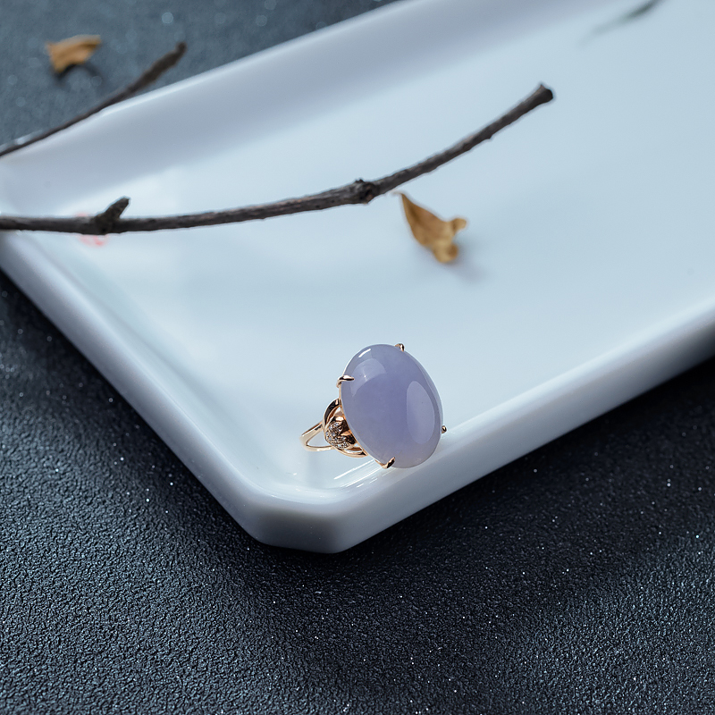 糯种紫罗兰翡翠戒指-红掌柜