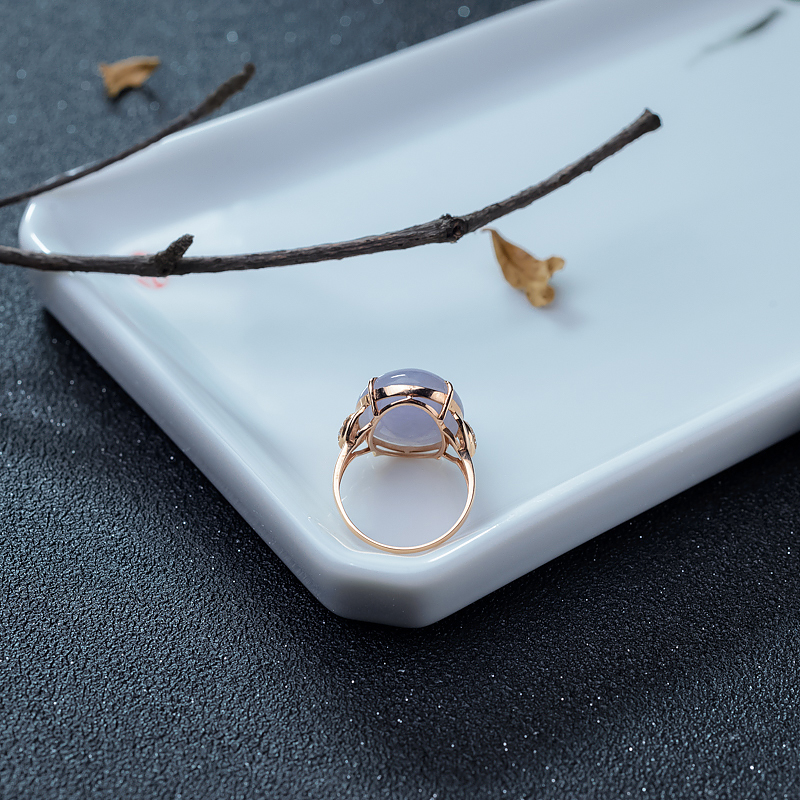 18K金镶钻紫罗兰翡翠戒指-红掌柜