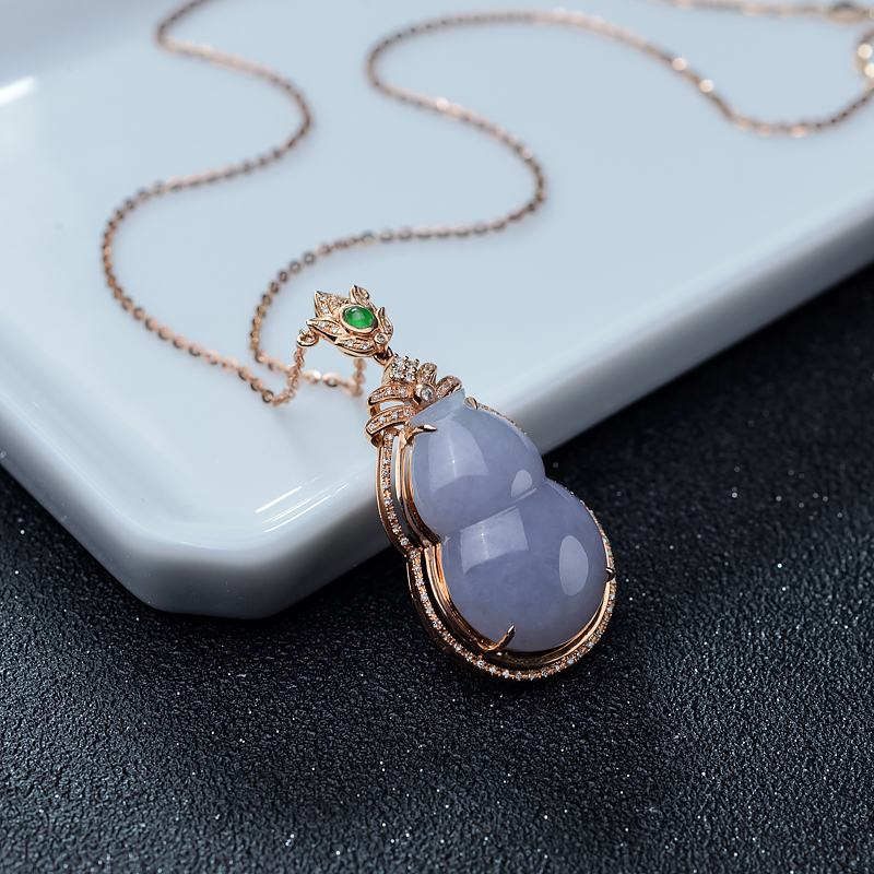 糯种紫罗兰翡翠葫芦吊坠-红掌柜