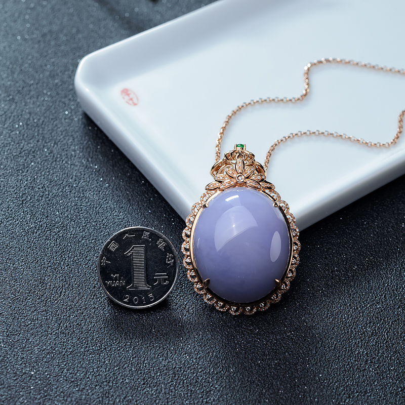 翡翠蛋面形吊坠-红掌柜