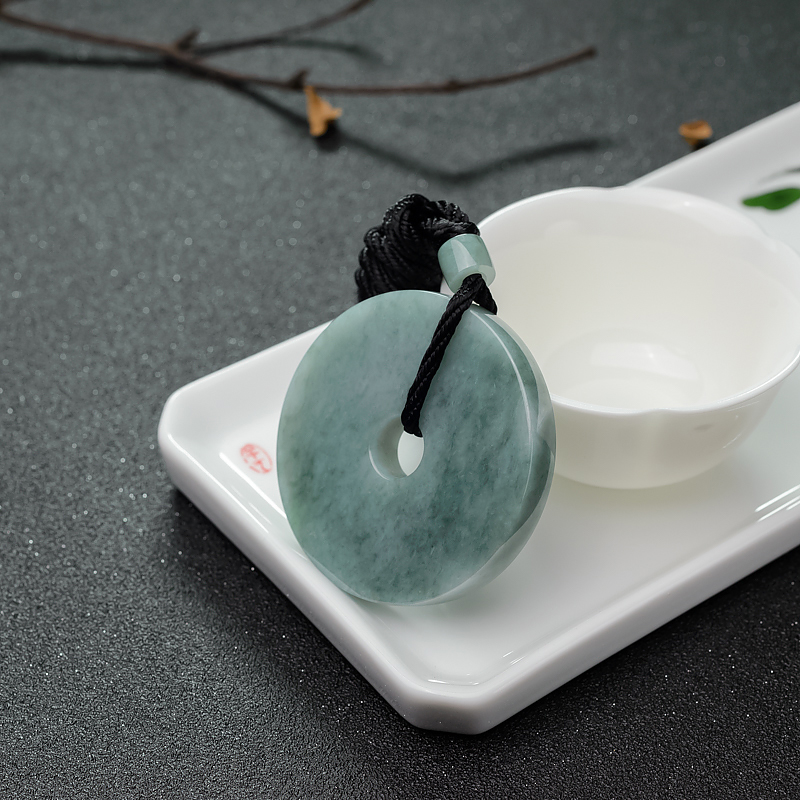 飘花翡翠平安扣吊坠-红掌柜