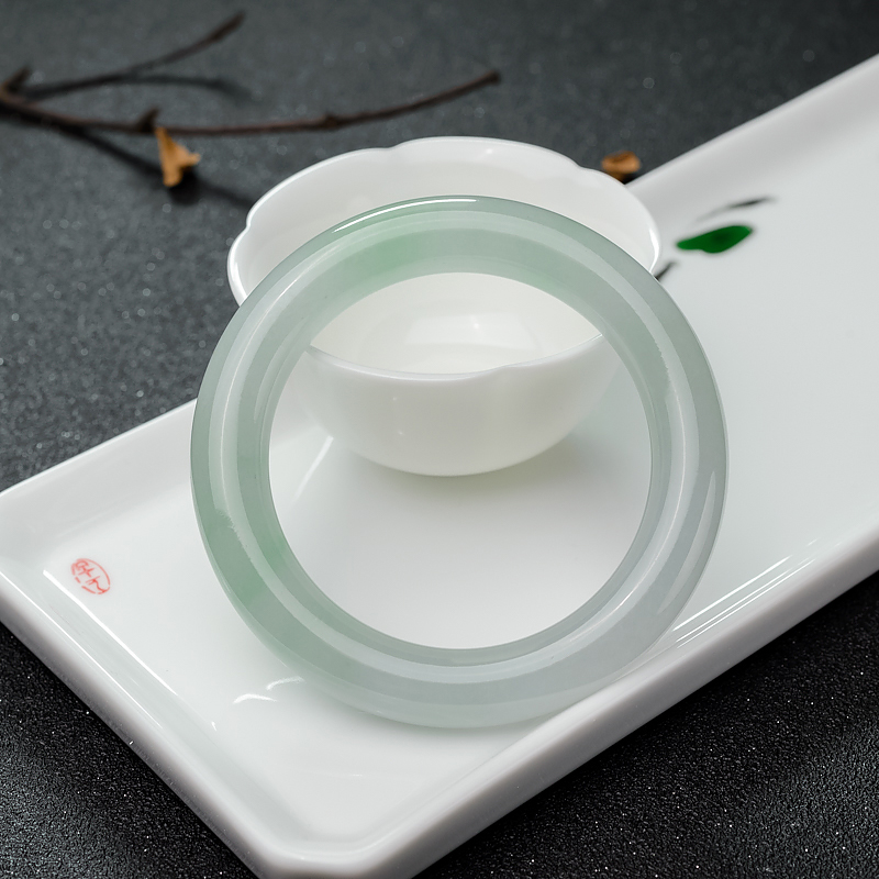 58mm糯冰种翡翠圆镯-红掌柜