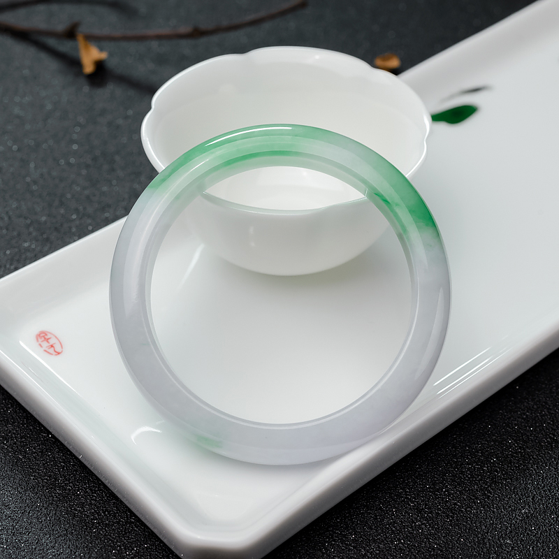 59mm糯种翡翠平安镯-红掌柜